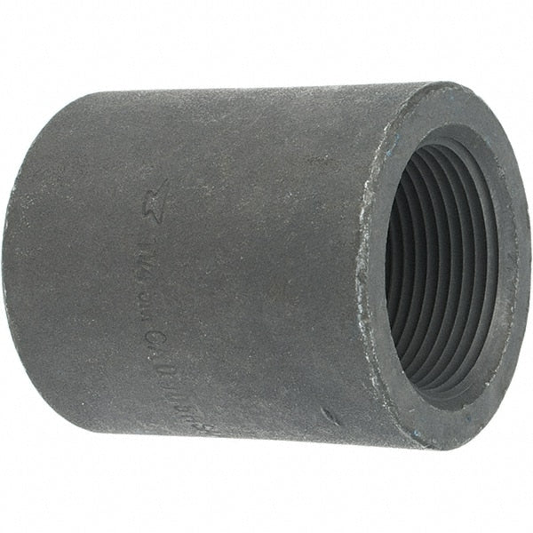 Made in USA - Size 1-1/4", Class 3,000, Forged Carbon Steel Black Pipe Coupling - 925 psi, Threaded End Connection - Exact Tooling