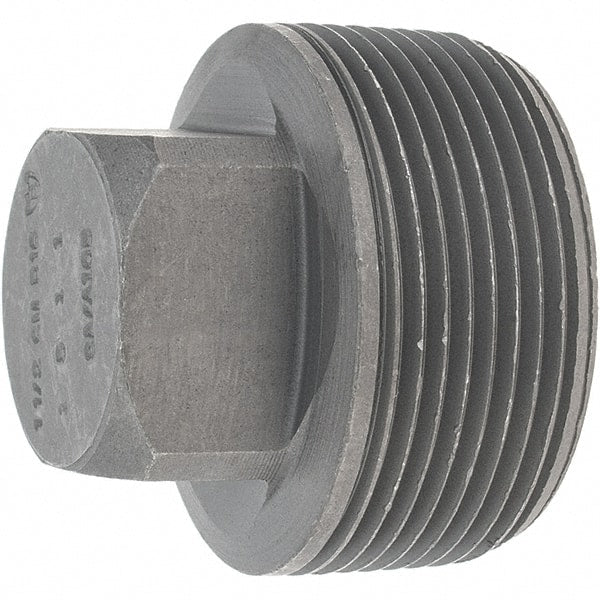 Made in USA - Size 1-1/2", Class 3,000, Forged Carbon Steel Black Pipe Square Plug - 925 psi, Threaded End Connection - Exact Tooling