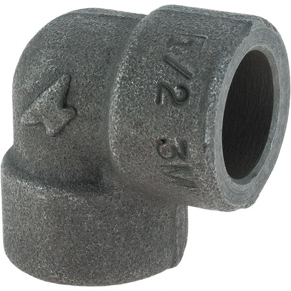 Made in USA - Size 1/2", Class 3,000, Forged Carbon Steel Black Pipe 90° Elbow - 925 psi, Socket Weld End Connection - Exact Tooling
