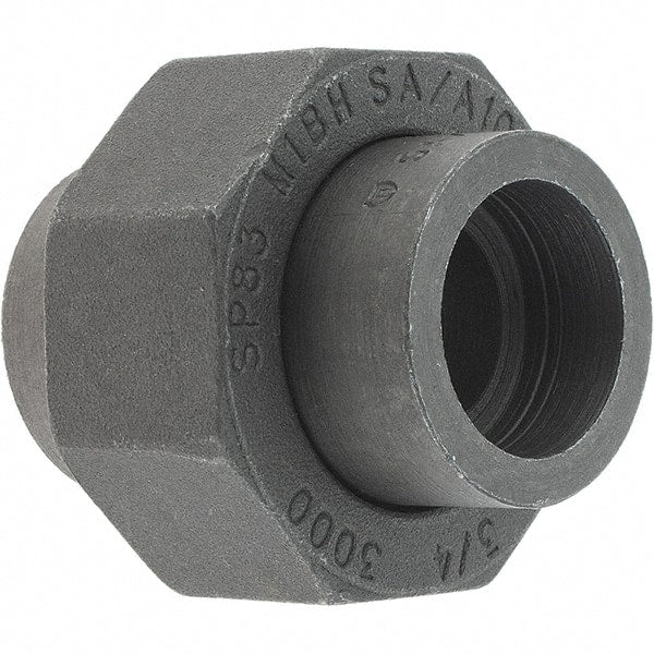 Made in USA - Size 3/4", Class 3,000, Forged Carbon Steel Black Pipe Union - 925 psi, Socket Weld End Connection - Exact Tooling