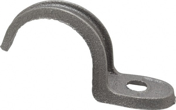Made in USA - 1-1/2" Pipe, Malleable Iron, Black Plated" Pipe or Conduit Strap - 1 Mounting Hole - Exact Tooling