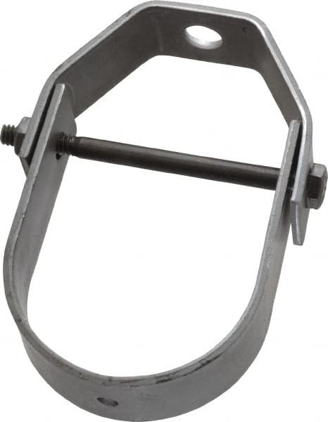 Made in USA - 2" Pipe, 3/8" Rod, Carbon Steel Adjustable Clevis Hanger - Black Coated, 610 Lb Capacity - Exact Tooling