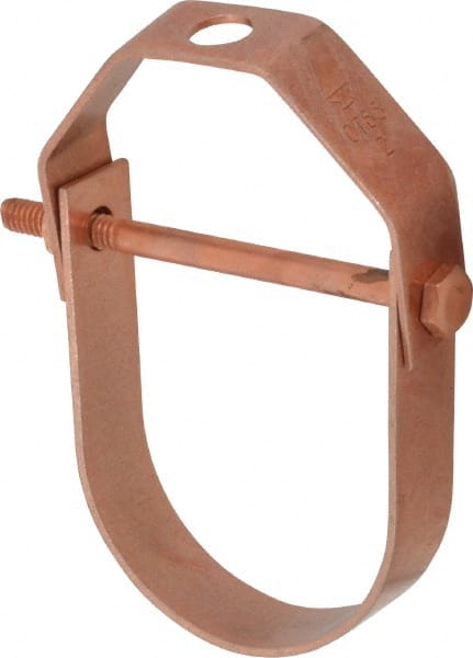 Value Collection - 2" Pipe, 3/8" Rod, Carbon Steel Adjustable Clevis Hanger - Copper Plated, 250 Lb Capacity - Exact Tooling