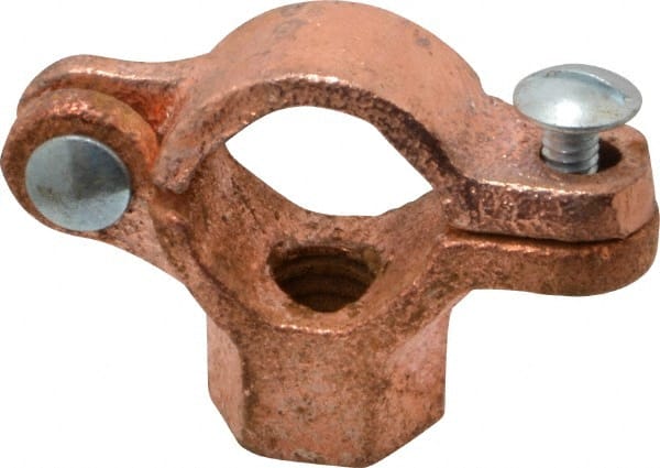 Value Collection - 1/2" Pipe, 3/8" Rod, Copper Plated Split Clamp - 180 Lb Capacity, Malleable Iron - Exact Tooling