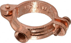 Value Collection - 1-1/4" Pipe, 3/8" Rod, Copper Painted Split Clamp - 180 Lb Capacity, Malleable Iron - Exact Tooling
