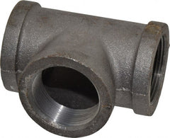 Made in USA - Size 1-1/2", Class 150, Malleable Iron Black Pipe Tee - 150 psi, Threaded End Connection - Exact Tooling