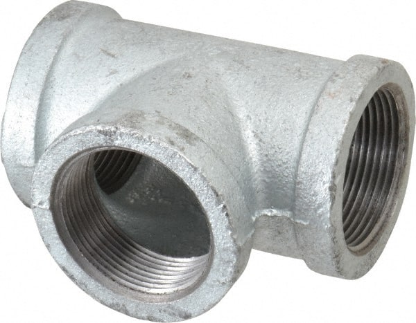 Made in USA - Class 150, 1-1/2" Galvanized Pipe Tee - Threaded, Malleable Iron - Exact Tooling