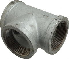 Made in USA - Class 150, 2-1/2" Galvanized Pipe Tee - Threaded, Malleable Iron - Exact Tooling