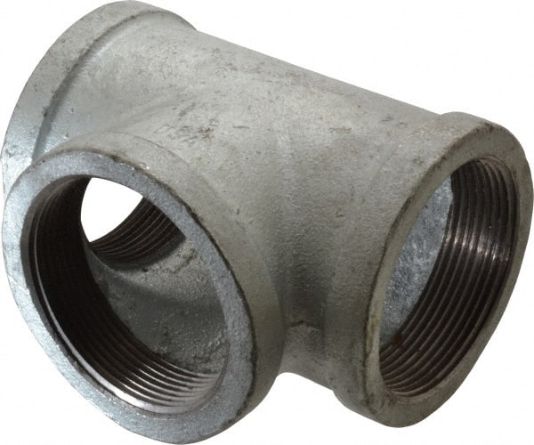 Made in USA - Class 150, 3" Galvanized Pipe Tee - Threaded, Malleable Iron - Exact Tooling