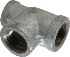 Made in USA - Class 150, 3/4 x 1/2 x 3/4" Galvanized Pipe Reducing Tee - Threaded, Malleable Iron - Exact Tooling
