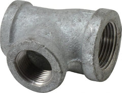 Made in USA - Class 150, 1 x 3/4 x 3/4" Galvanized Pipe Reducing Tee - Threaded, Malleable Iron - Exact Tooling