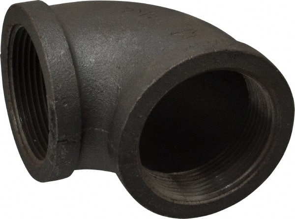 Made in USA - Size 2-1/2", Class 150, Malleable Iron Black Pipe 90° Elbow - 150 psi, Threaded End Connection - Exact Tooling