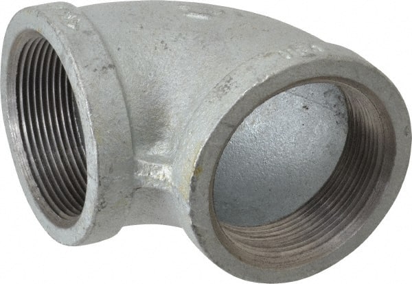 Made in USA - Class 150, 2" Galvanized Pipe 90° Elbow - Threaded, Malleable Iron - Exact Tooling