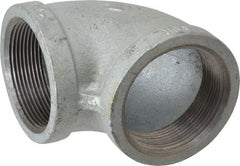 Made in USA - Class 150, 2" Galvanized Pipe 90° Elbow - Threaded, Malleable Iron - Exact Tooling