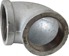 Made in USA - Class 150, 2-1/2" Galvanized Pipe 90° Elbow - Threaded, Malleable Iron - Exact Tooling