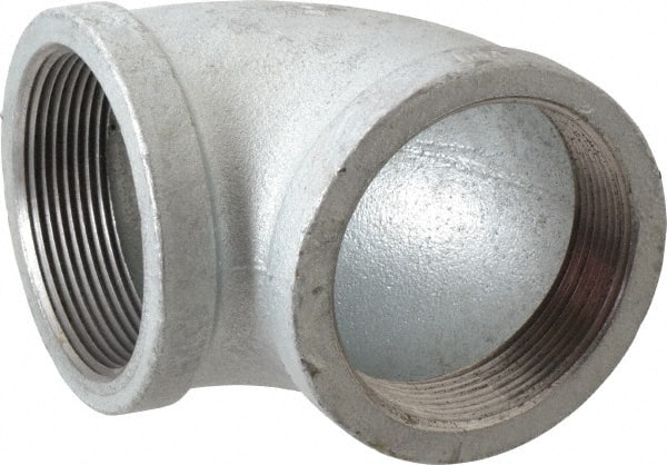 Made in USA - Class 150, 3" Galvanized Pipe 90° Elbow - Threaded, Malleable Iron - Exact Tooling