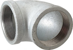 Made in USA - Class 150, 3" Galvanized Pipe 90° Elbow - Threaded, Malleable Iron - Exact Tooling