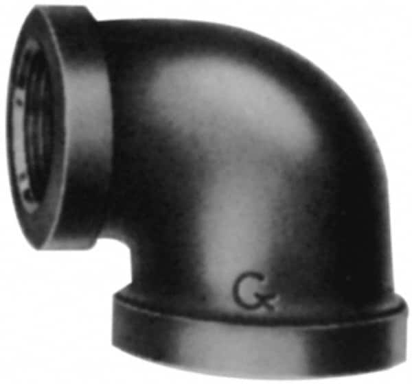 B&K Mueller - Class 150, 2 x 1" Galvanized Pipe 90° Reducing Elbow - Threaded, Malleable Iron - Exact Tooling