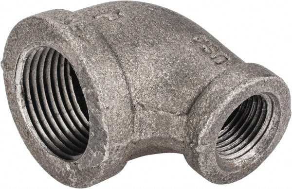Made in USA - Size 3/4 x 3/8", Class 150, Malleable Iron Black Pipe Reducing Elbow - 150 psi, Threaded End Connection - Exact Tooling