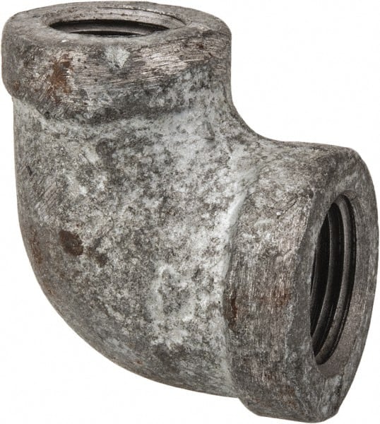 Made in USA - Class 150, 3/8 x 1/4" Galvanized Pipe Reducing Elbow - Threaded, Malleable Iron - Exact Tooling