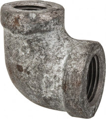 Made in USA - Class 150, 3/8 x 1/4" Galvanized Pipe Reducing Elbow - Threaded, Malleable Iron - Exact Tooling