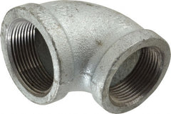 Made in USA - Class 150, 1-1/2 x 1-1/4" Galvanized Pipe Reducing Elbow - Threaded, Malleable Iron - Exact Tooling