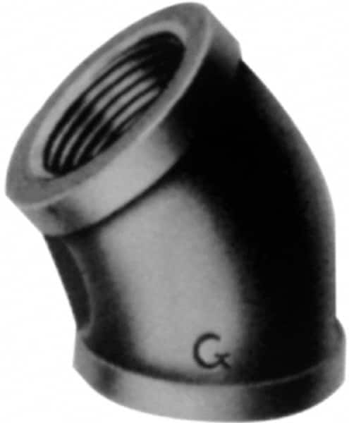 B&K Mueller - Class 150, 1-1/4" Galvanized Pipe 45° Elbow - Threaded, Malleable Iron - Exact Tooling