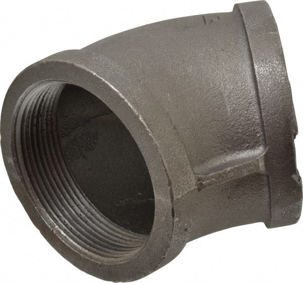 Made in USA - Size 3", Class 150, Malleable Iron Black Pipe 45° Elbow - 150 psi, Threaded End Connection - Exact Tooling