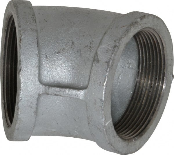 Made in USA - Class 150, 3" Galvanized Pipe 45° Elbow - Threaded, Malleable Iron - Exact Tooling