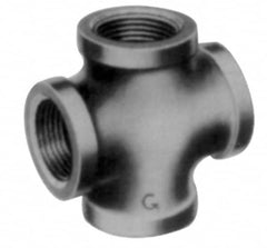 Made in USA - Class 150, 3" Galvanized Pipe Cross - Threaded, Malleable Iron - Exact Tooling