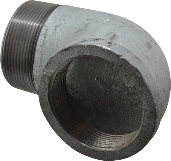 Made in USA - Class 150, 3" Galvanized Pipe 90° Street Elbow - Threaded, Malleable Iron - Exact Tooling