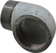 Made in USA - Class 150, 3" Galvanized Pipe 90° Street Elbow - Threaded, Malleable Iron - Exact Tooling