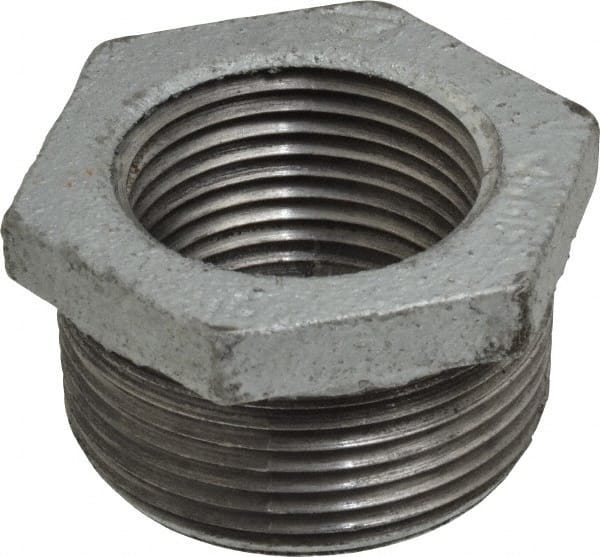Made in USA - Class 150, 1-1/4 x 1" Galvanized Pipe Hex Bushing - Threaded, Malleable Iron - Exact Tooling