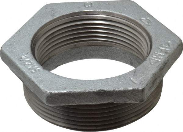 Made in USA - Class 150, 3 x 2-1/2" Galvanized Pipe Hex Bushing - Threaded, Malleable Iron - Exact Tooling