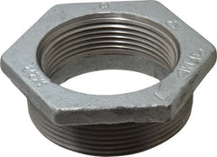 Made in USA - Class 150, 3 x 2-1/2" Galvanized Pipe Hex Bushing - Threaded, Malleable Iron - Exact Tooling