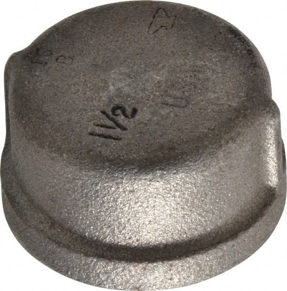 Made in USA - Size 1-1/2", Class 150, Malleable Iron Black Pipe End Cap - 150 psi, Threaded End Connection - Exact Tooling