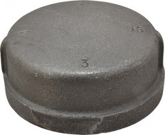 Made in USA - Size 3", Class 150, Malleable Iron Black Pipe End Cap - 150 psi, Threaded End Connection - Exact Tooling