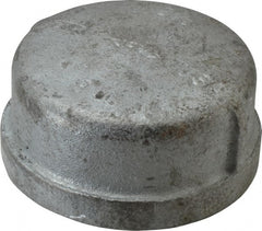 Made in USA - Class 150, 2-1/2" Galvanized Pipe End Cap - Threaded, Malleable Iron - Exact Tooling