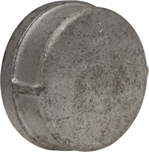 Made in USA - Class 150, 3" Galvanized Pipe End Cap - Threaded, Malleable Iron - Exact Tooling