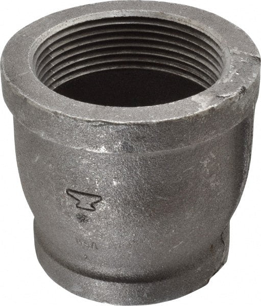 Made in USA - Size 2-1/2 x 2", Class 150, Malleable Iron Black Pipe Reducing Coupling - 150 psi, Threaded End Connection - Exact Tooling