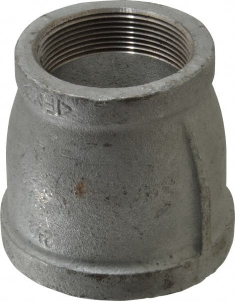 Made in USA - Class 150, 2-1/2 x 2" Galvanized Pipe Reducing Coupling - Threaded, Malleable Iron - Exact Tooling