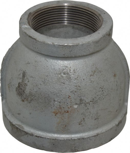Made in USA - Class 150, 3 x 2" Galvanized Pipe Reducing Coupling - Threaded, Malleable Iron - Exact Tooling