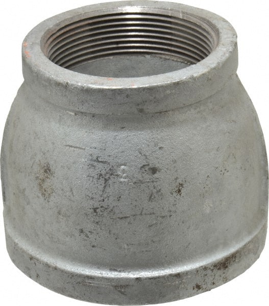 Made in USA - Class 150, 4 x 3" Galvanized Pipe Reducing Coupling - Threaded, Malleable Iron - Exact Tooling