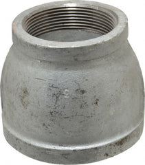 Made in USA - Class 150, 4 x 3" Galvanized Pipe Reducing Coupling - Threaded, Malleable Iron - Exact Tooling