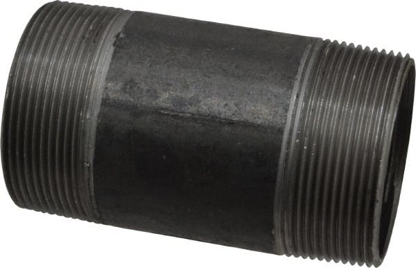 Made in USA - Schedule 40, 2" Diam x 4" Long Steel Black Pipe Nipple - Threaded - Exact Tooling