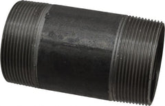 Made in USA - Schedule 40, 2" Diam x 4" Long Steel Black Pipe Nipple - Threaded - Exact Tooling
