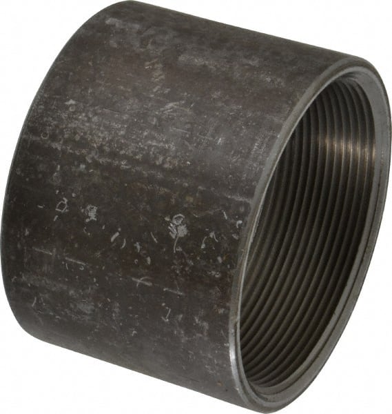 Made in USA - Size 4", Class 150, Steel Black Pipe Coupling - 150 psi, Threaded End Connection - Exact Tooling
