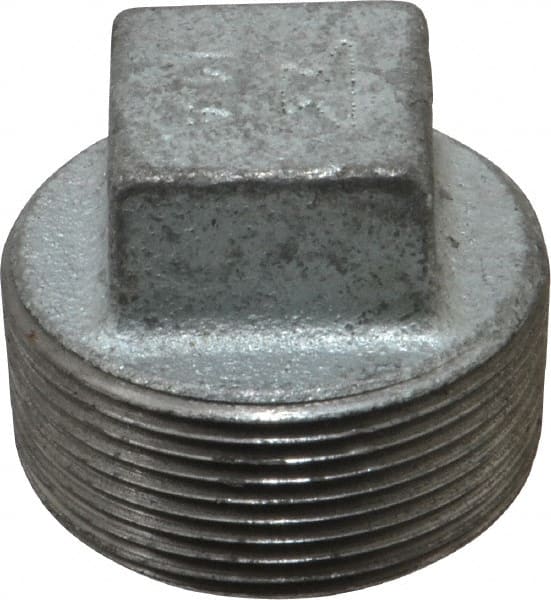 Made in USA - Class 150, 1-1/2" Galvanized Pipe Square Plug - Threaded, Malleable Iron - Exact Tooling