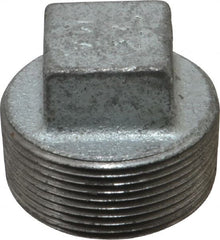 Made in USA - Class 150, 1-1/2" Galvanized Pipe Square Plug - Threaded, Malleable Iron - Exact Tooling
