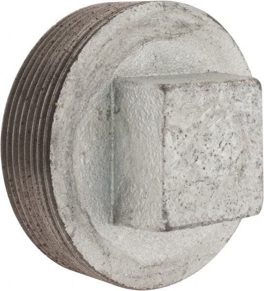 Made in USA - Class 150, 3" Galvanized Pipe Square Plug - Threaded, Malleable Iron - Exact Tooling